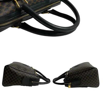 Pre-owned Celine Black Brown Leather Pvc Boston Bag Handbag () In Multi