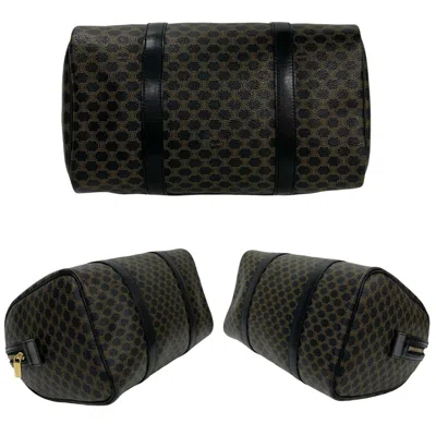 Pre-owned Celine Black Brown Leather Pvc Boston Bag Handbag () In Multi