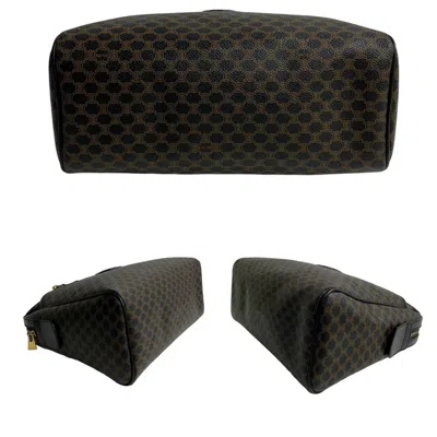 Pre-owned Celine Black Brown Leather Pvc Boston Bag Handbag () In Multi