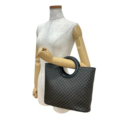 Pre-owned Celine Black Brown Leather Pvc Handbag Tote Bag () In Multi