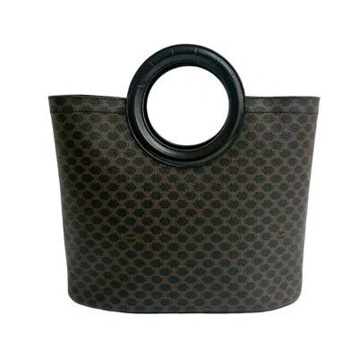 Pre-owned Celine Black Brown Leather Pvc Handbag Tote Bag () In Multi