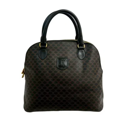 Pre-owned Celine Black Brown Leather Pvc Handbag Tote Bag () In Multi