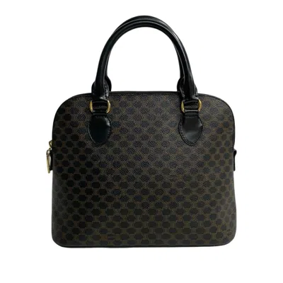 Pre-owned Celine Black Brown Leather Pvc Handbag Tote Bag () In Multi