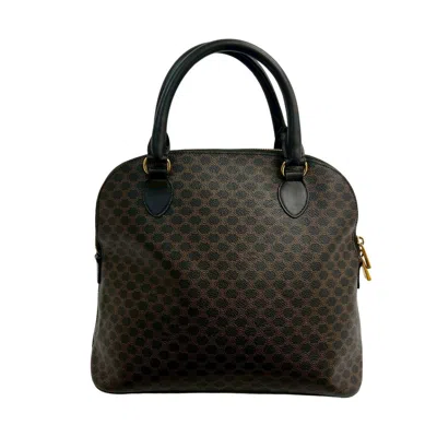 Pre-owned Celine Black Brown Leather Pvc Handbag Tote Bag () In Multi