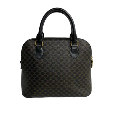 Pre-owned Celine Black Brown Leather Pvc Handbag Tote Bag () In Multi