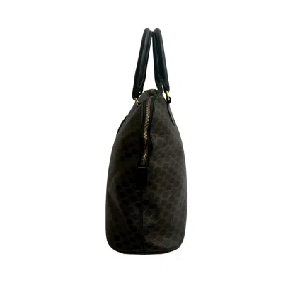 Pre-owned Celine Black Brown Leather Pvc Handbag Tote Bag () In Multi