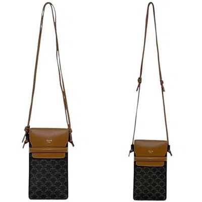 Pre-owned Celine Black Brown Pvc Leather Pochette Shoulder Bag () In Multi