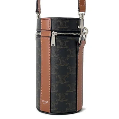 Pre-owned Celine Black Brown Pvc Leather Shoulder Bag Vanity Bag () In Multi