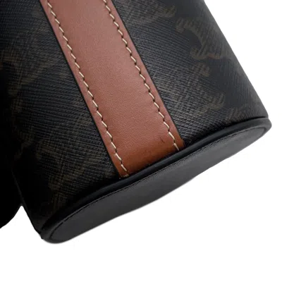 Pre-owned Celine Black Brown Pvc Leather Shoulder Bag Vanity Bag () In Multi