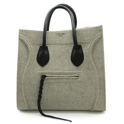 Pre-owned Celine Black Gray Felt Leather Handbag Tote Bag () In Multi