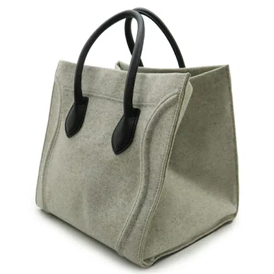 Pre-owned Celine Black Gray Felt Leather Handbag Tote Bag () In Multi