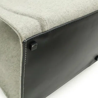 Pre-owned Celine Black Gray Felt Leather Handbag Tote Bag () In Multi