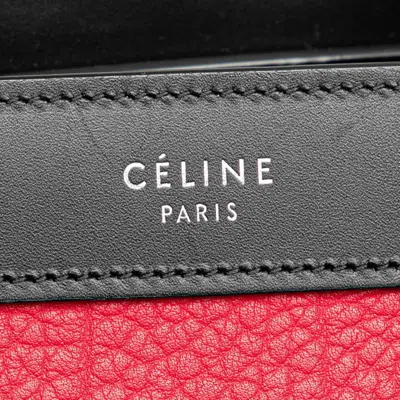 Pre-owned Celine Black Gray Red Color Leather Handbag Shoulder Bag ()