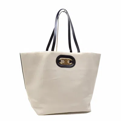 Pre-owned Celine Black Ivory Cotton Leather Tote Bag () In Multi
