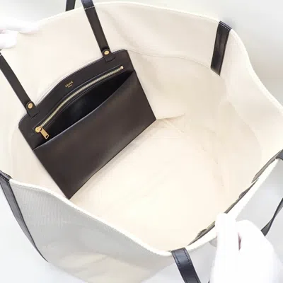 Pre-owned Celine Black Ivory Cotton Leather Tote Bag () In Multi