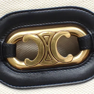 Pre-owned Celine Black Ivory Cotton Leather Tote Bag () In Multi