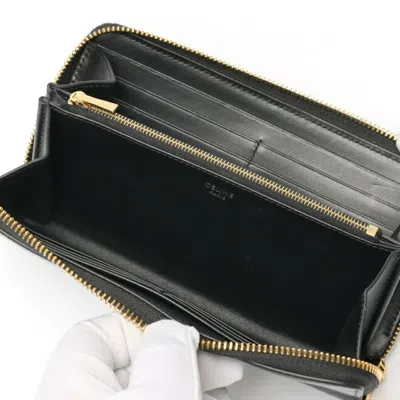 Pre-owned Celine Black Leather Long Wallet (bi-fold) ()