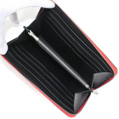 Pre-owned Celine Black Red Color Leather Long Wallet (bi-fold) () In Multi