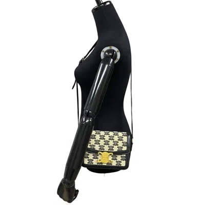 Pre-owned Celine Black White Canvas Leather Pochette Shoulder Bag () In Multi