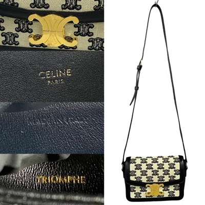 Pre-owned Celine Black White Canvas Leather Pochette Shoulder Bag () In Multi