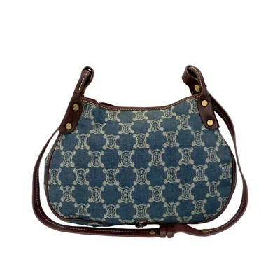 Pre-owned Celine Blue Brown Denim Leather Pochette Shoulder Bag () In Multi