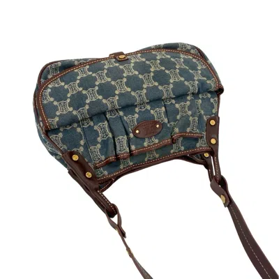 Pre-owned Celine Blue Brown Denim Leather Pochette Shoulder Bag () In Multi