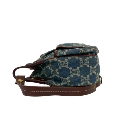 Pre-owned Celine Blue Brown Denim Leather Pochette Shoulder Bag () In Multi