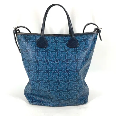 Pre-owned Celine Blue Navy Leather Pvc Shoulder Bag Tote Bag ()