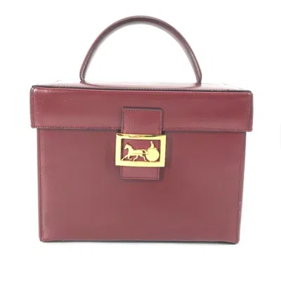 Pre-owned Celine Bordeaux Leather Handbag Vanity Bag () In Burgundy