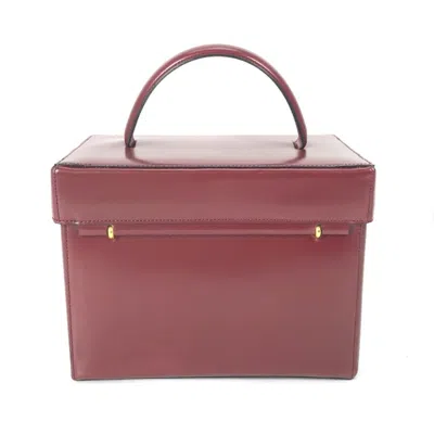 Pre-owned Celine Bordeaux Leather Handbag Vanity Bag () In Burgundy