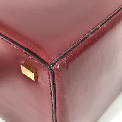 Pre-owned Celine Bordeaux Leather Handbag Vanity Bag () In Burgundy