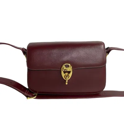Pre-owned Celine Bordeaux Leather Pochette Shoulder Bag () In Burgundy