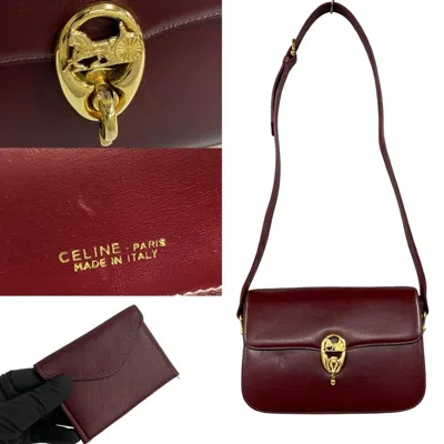 Pre-owned Celine Bordeaux Leather Pochette Shoulder Bag () In Burgundy