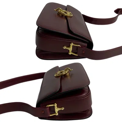 Pre-owned Celine Bordeaux Leather Pochette Shoulder Bag () In Burgundy