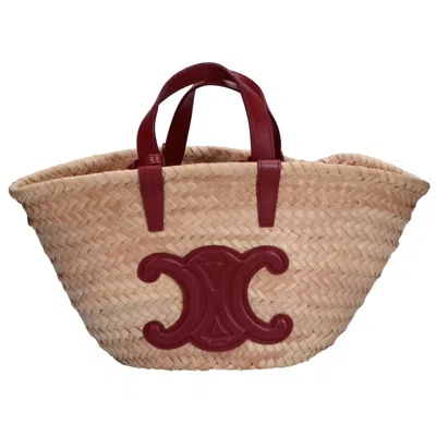 Pre-owned Celine Bordeaux Raffia Tote Bag () In Burgundy