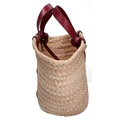 Pre-owned Celine Bordeaux Raffia Tote Bag () In Burgundy