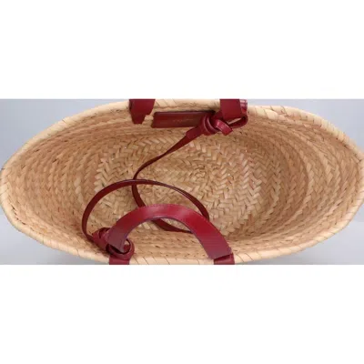 Pre-owned Celine Bordeaux Raffia Tote Bag () In Burgundy