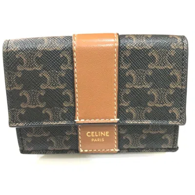Pre-owned Celine Brown Dark Brown Pvc Leather Wallet (tri-fold) ()