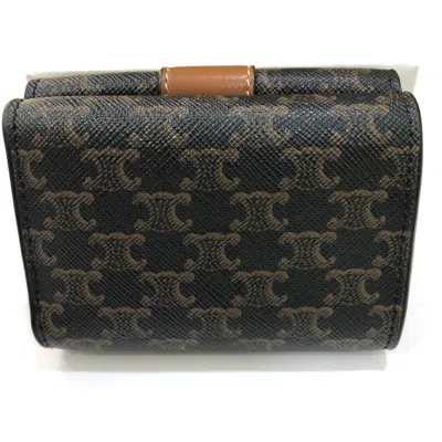 Pre-owned Celine Brown Dark Brown Pvc Leather Wallet (tri-fold) ()