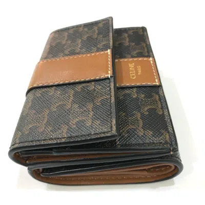 Pre-owned Celine Brown Dark Brown Pvc Leather Wallet (tri-fold) ()
