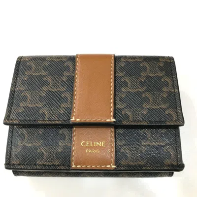 Pre-owned Celine Brown Dark Brown Pvc Leather Wallet (tri-fold) ()