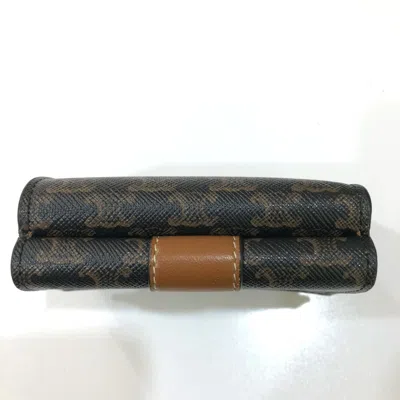Pre-owned Celine Brown Dark Brown Pvc Leather Wallet (tri-fold) ()