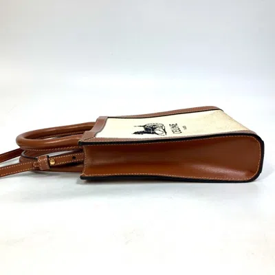 Pre-owned Celine Brown Ivory Canvas Leather Shoulder Bag ()