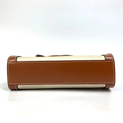 Pre-owned Celine Brown Ivory Canvas Leather Shoulder Bag ()