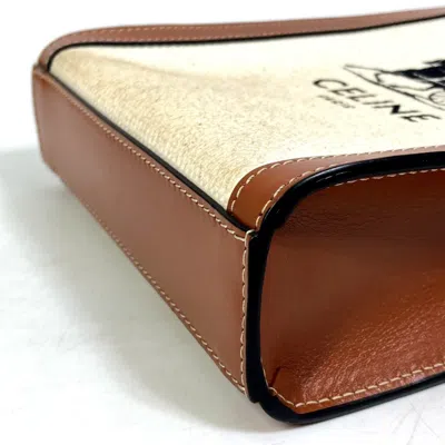 Pre-owned Celine Brown Ivory Canvas Leather Shoulder Bag ()