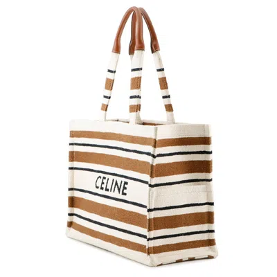 Pre-owned Celine Brown Ivory Canvas Leather Tote Bag ()