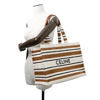 Pre-owned Celine Brown Ivory Canvas Leather Tote Bag ()