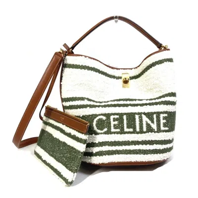 Pre-owned Celine Brown Khaki Textile Leather Handbag Shoulder Bag () In Multi