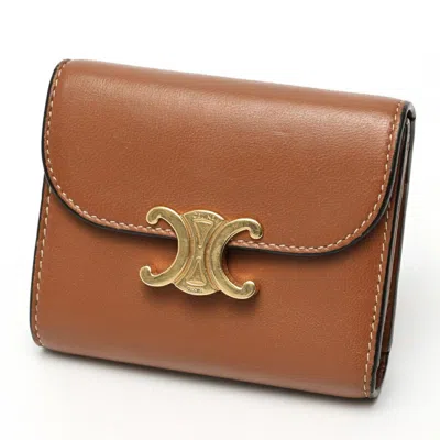 Pre-owned Celine Brown Leather Middle Wallet (tri-fold) ()