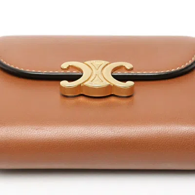 Pre-owned Celine Brown Leather Middle Wallet (tri-fold) ()